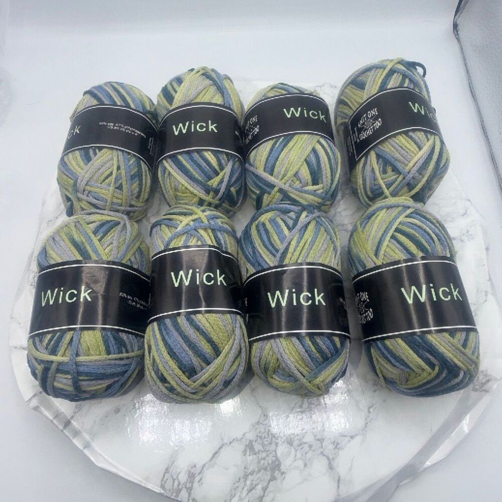 KNIT ONE CROCHET TOO Wick Bachelor Button Soy Blend Yarn-8 Skeins NEW!!